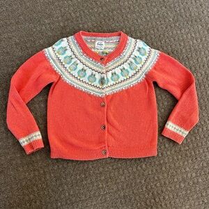 Mini Boden | Owl Fair Isle Cardigan Sweater | 4-5Y